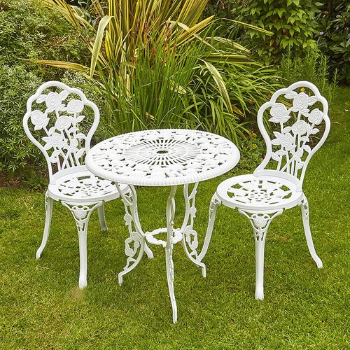 White metal bistro set piece - white,