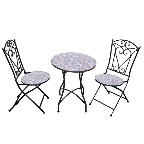 Bistro set mosaic tile - set, folding