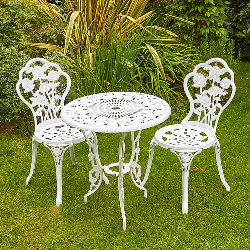 White metal bistro set - white, piece